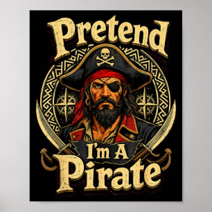 Poster Fingir um pirata desenho engraçado de fantasia pre