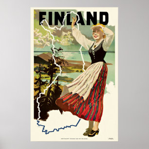 Poster Finlandia das viagens vintage