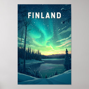 Poster Finlândia Ilustração Viagem Art Vintage