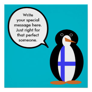 Póster Finlândia Pinguim Pessoal Falante 