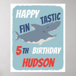 Poster Fintastic Festa de Aniversário do Tubarão Feliz, Q