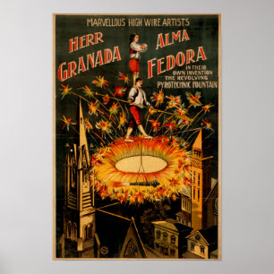 Póster Fio alto revolvendo da fonte pirotécnica