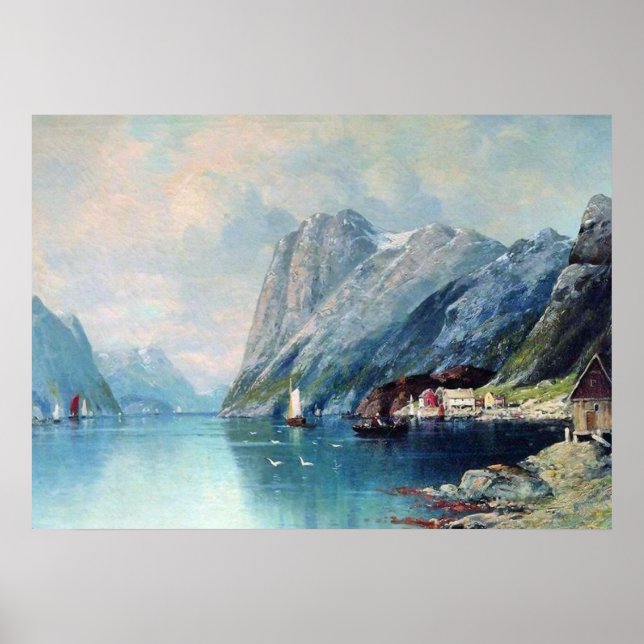 Póster Fiord na pintura da Noruega por lev Lagorio (Frente)