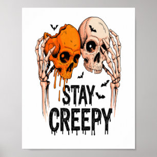 Poster Fique Assustador PNG, Halloween de Caveira Retro