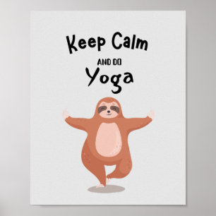 Poster Fique calma e faça ioga engraçado