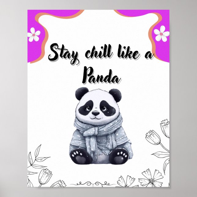 Poster Fique calmo como um pano - Muro de Panda Kawaii Cu (Frente)
