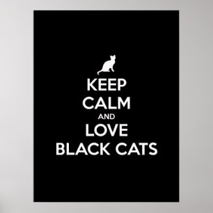 Poster Fique calmo e ame gatos pretos