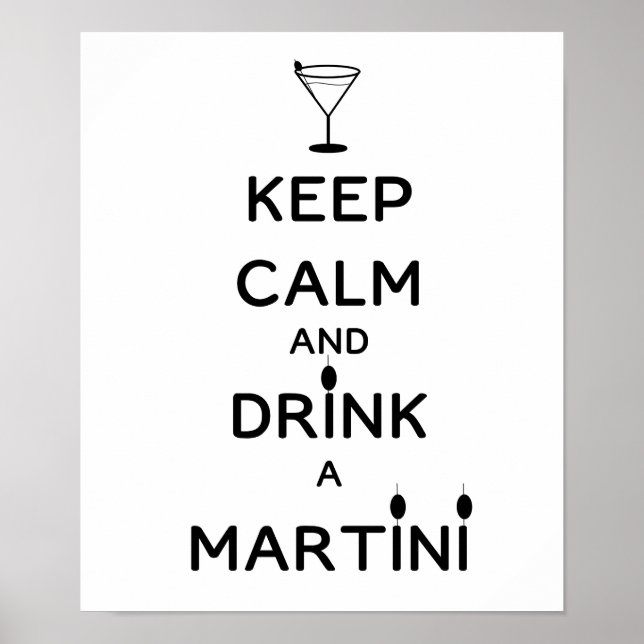 Póster Fique calmo e beba um Martini (Frente)