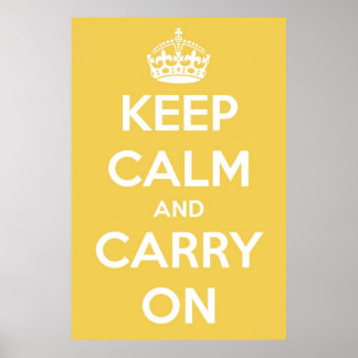 Poster Fique calmo e carregue em amarelo e branco