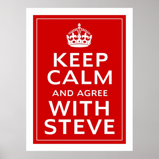 Poster Fique Calmo E Concorde Com Steve (Frente)