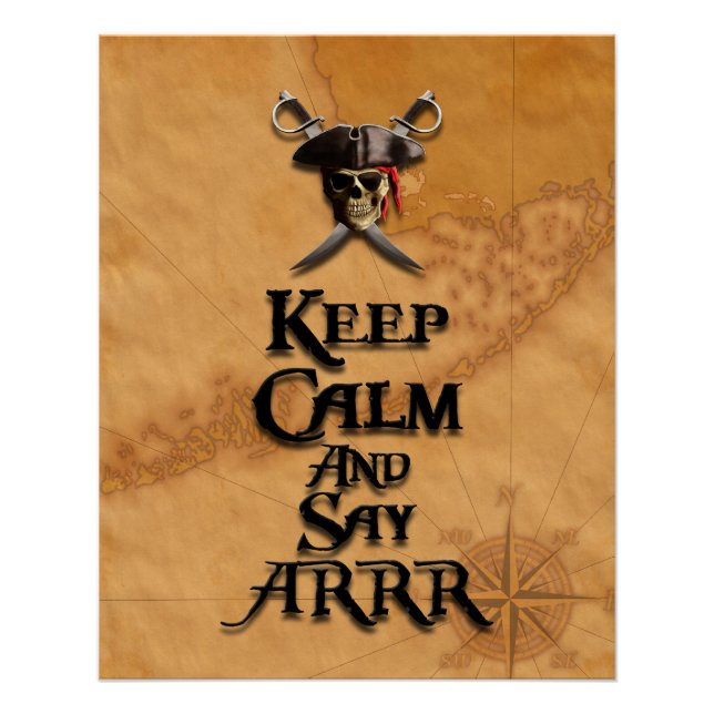 Póster Fique Calmo E Diga ARRR (Frente)