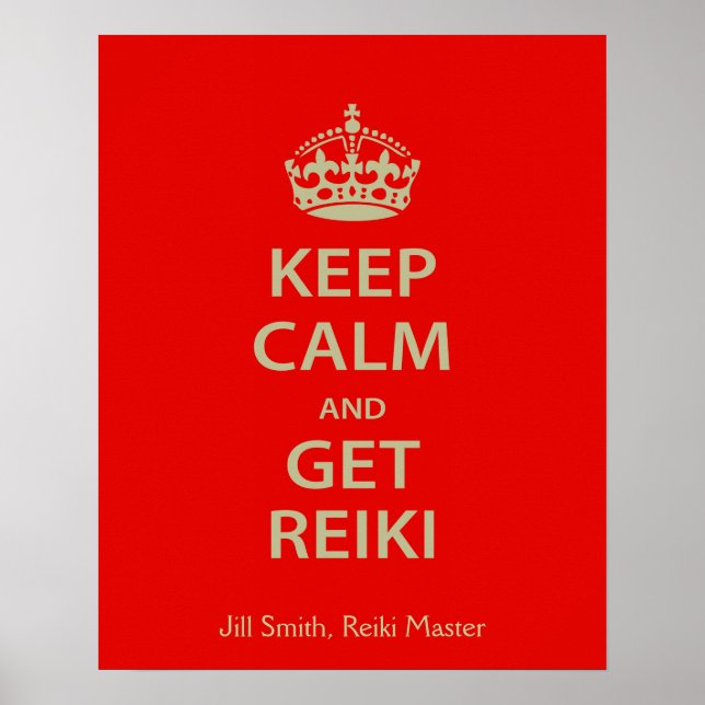 Póster Fique calmo e pegue o Reiki (Frente)