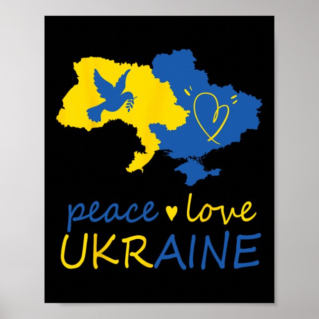 Poster Fique Com A Bandeira Da Paz Do Amor Da Ucrânia  (Frente)