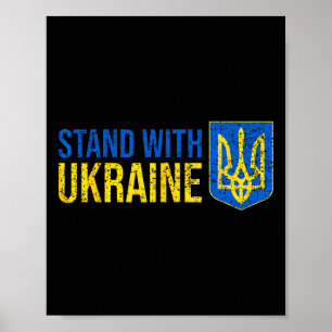 Poster Fique Com a Ucrânia Bandeira Ucraniana Brasão-de-a