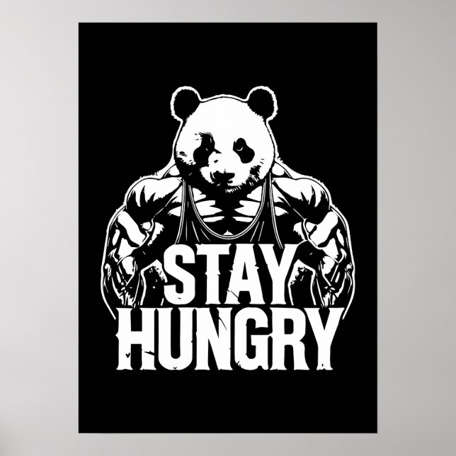 Poster Fique Com Fome, Gym Panda, Motivação Para Construç (Frente)
