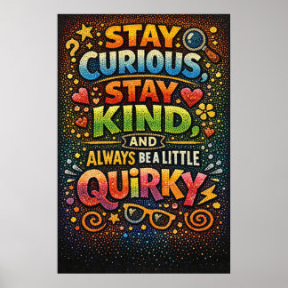 Poster Fique Curioso Gentil Excêntrico Tipografia Retro