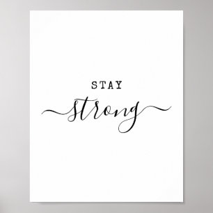 Poster Fique Forte Citação Minimalista Moderna Motivacion