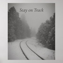 Poster Fique no Track Winter Woods Foto da ferrovia
