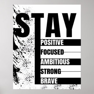 Poster Fique Positivo Fique Focado Citações Motivacionais