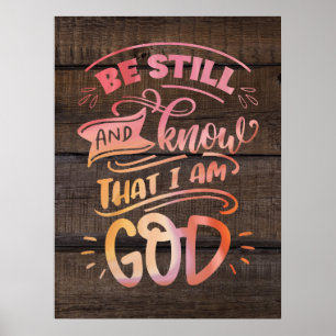 Poster Fique quieto e saiba que eu sou a Bíblia cristã de