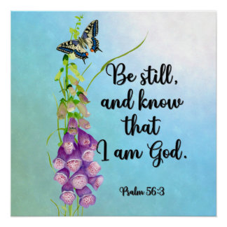 Póster Fique quieto e saiba que sou Deus. Salmo 56:3