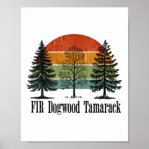 Poster Fir Dogwood Tamarack Retro Vintage Tree National P