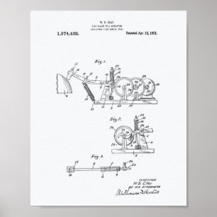 Poster Fire Alarm Bell 1921 Patent Art - White Paper
