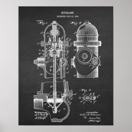 Poster Fire Hydrant Blueprint Patent Art n.º 6