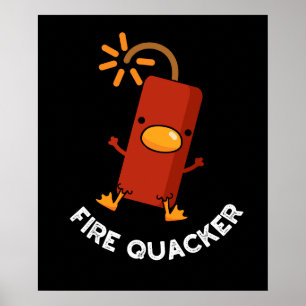 Poster Fire Quacker Funny Fireworks Pun Dark BG