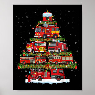 Poster Fire Truck Xmas Luzes Bombeiro Caminhão Chri