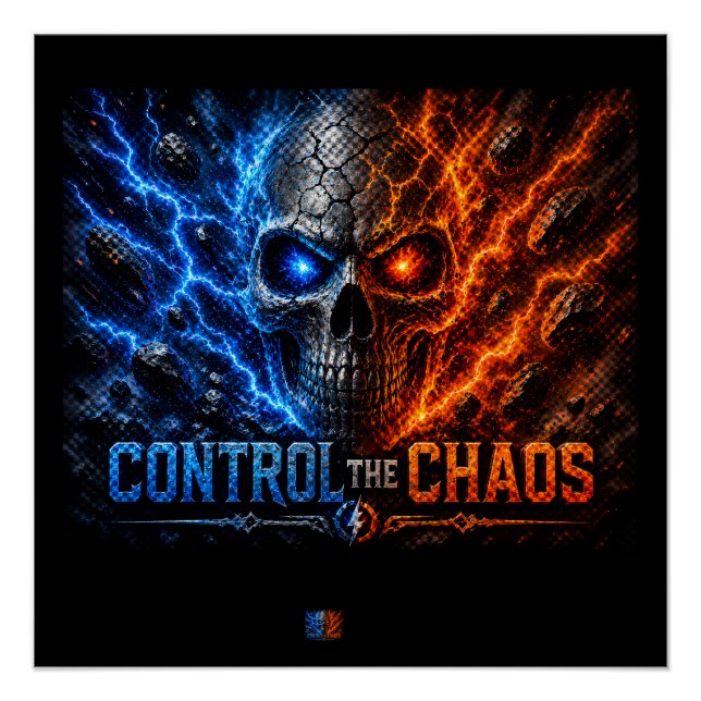 Póster Fire vs Ice Skull 3D Shirt –  (Frente)