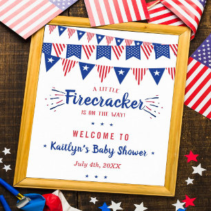 Poster Firecracker A Caminho! chá de fraldas De 4 De Julh