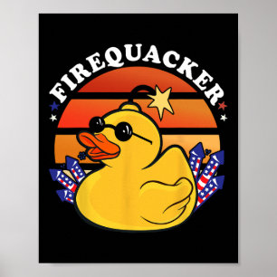 Poster Firecracker Duck 4 de julho Dia Patriótico Usa Fla