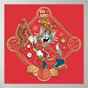 Poster Firecrackers de Iluminação de Tom e Jerry