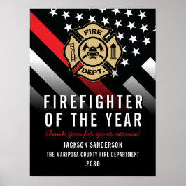 Poster Firefighter of the Year Employee Logo Red Line