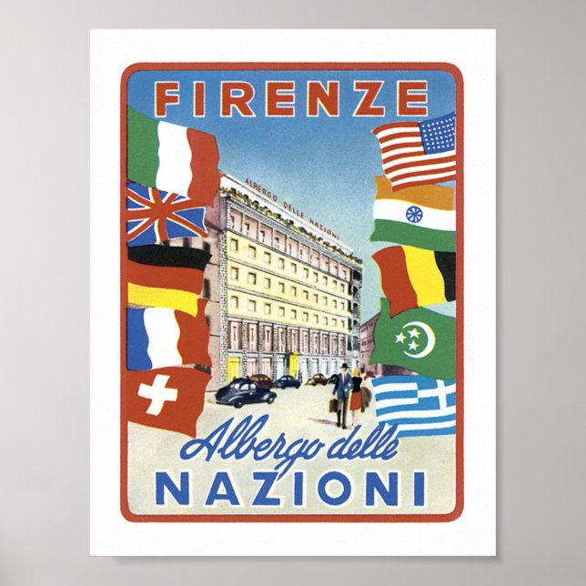 Póster Firenze Albergo delle Nazioni w/a fronteira (Frente)