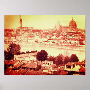 PÓSTER FIRENZE - ANTIQUE FLORENCE PANORÂMICA VIEW 1859