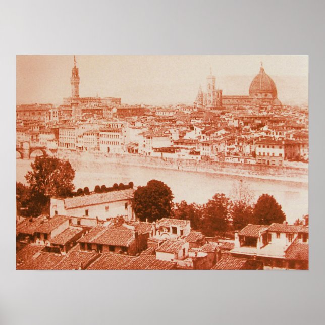 PÓSTER FIRENZE - ANTIQUE FLORENCE PANORÂMICA VIEW 1859 (Frente)