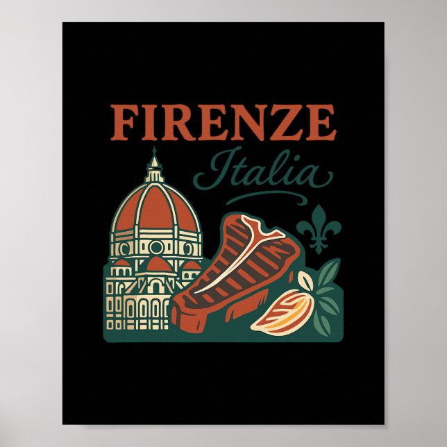 Poster Firenze Itália Lembrança Florença Itália Comida E  (Frente)