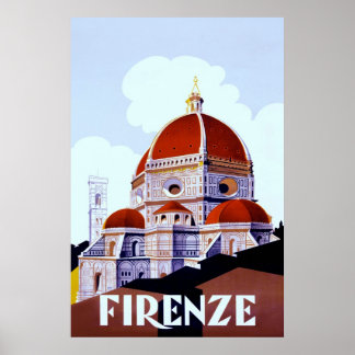 Póster Firenze ~Poster de viagens Italiano Vintage.