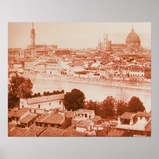 PÓSTER FIRENZE - VISTA PANORÂMICA ANTIGA FLORENÇA 1859 (Frente)