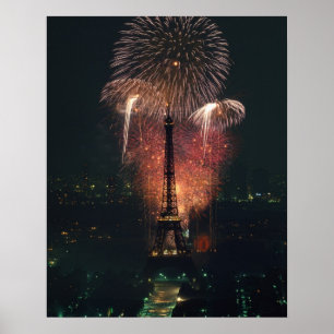 Poster Fireworks, Eiffel Tower, Paris, França