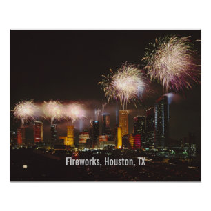 Póster Fireworks, Houston, Texas