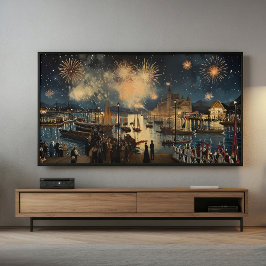 Poster Fireworks Waterfront Print | Samsung Frame TV Art
