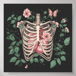 Poster Fíria Floral e Ilustração Botânica do Coração