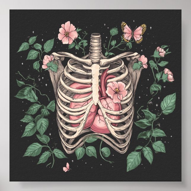 Poster Fíria Floral e Ilustração Botânica do Coração (Frente)