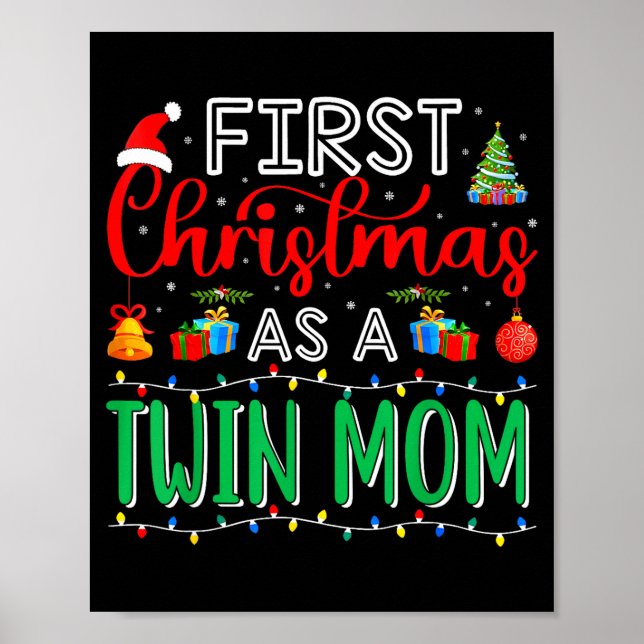 Poster First Christmas As Twin Mom Family Matching New Tw (Frente)