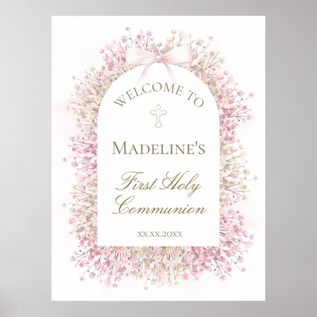 Poster First Communion floral welcome (Frente)