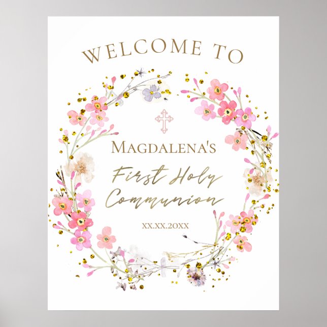 Poster First Communion girl welcome (Frente)