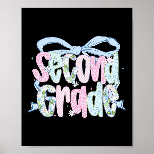 Poster First Day Of Second Grade Floral Bundle For Teache (Frente)